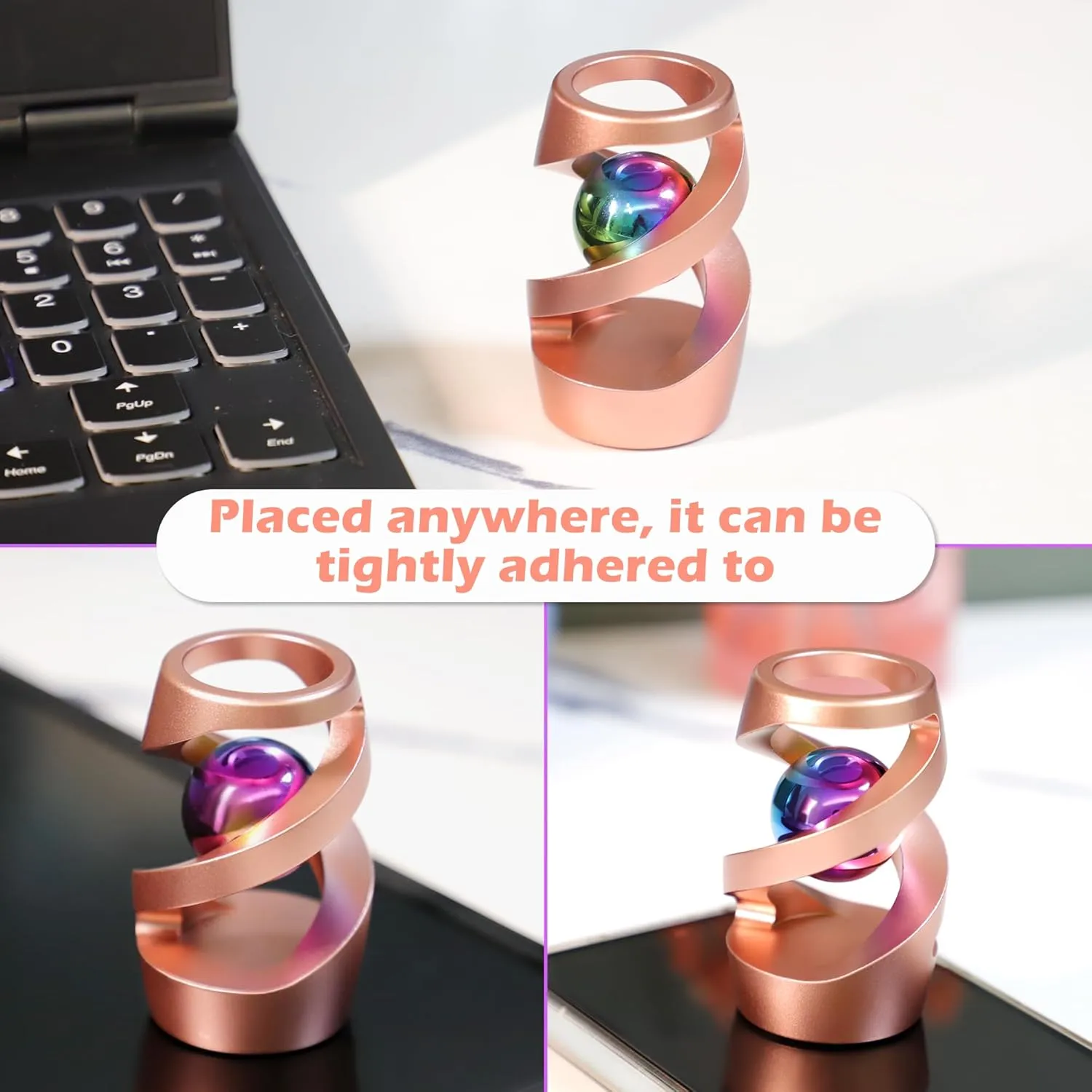 for Adults (Rose eyewitness Gold) Kinetic Spinning Desk Toy, Kinetic Ball Desk Toy, Metal Desk Fidget for Office 