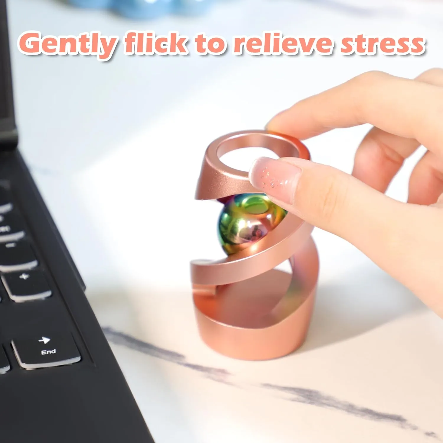 for Adults (Rose eyewitness Gold) Kinetic Spinning Desk Toy, Kinetic Ball Desk Toy, Metal Desk Fidget for Office 