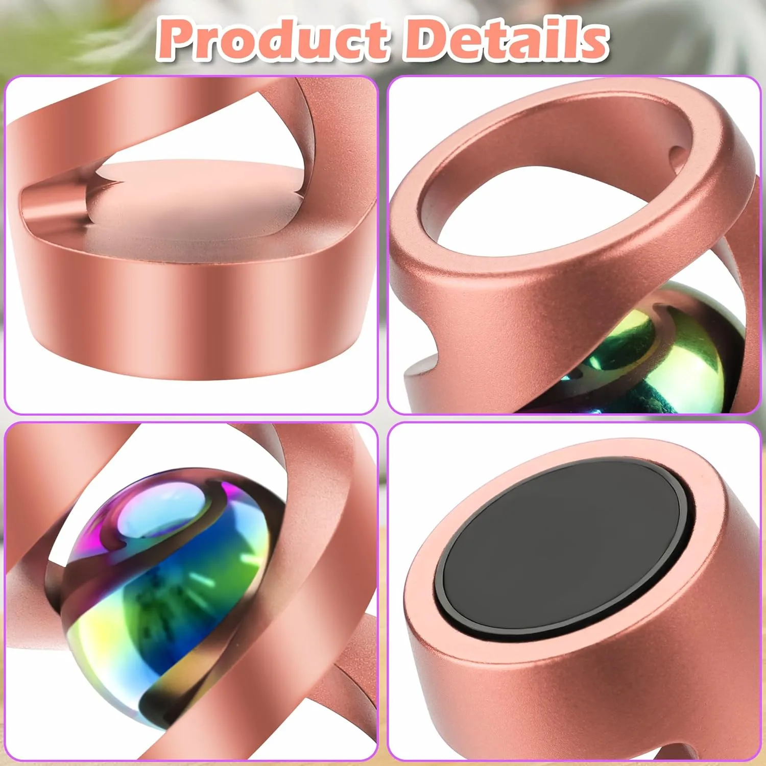 for Adults (Rose eyewitness Gold) Kinetic Spinning Desk Toy, Kinetic Ball Desk Toy, Metal Desk Fidget for Office 