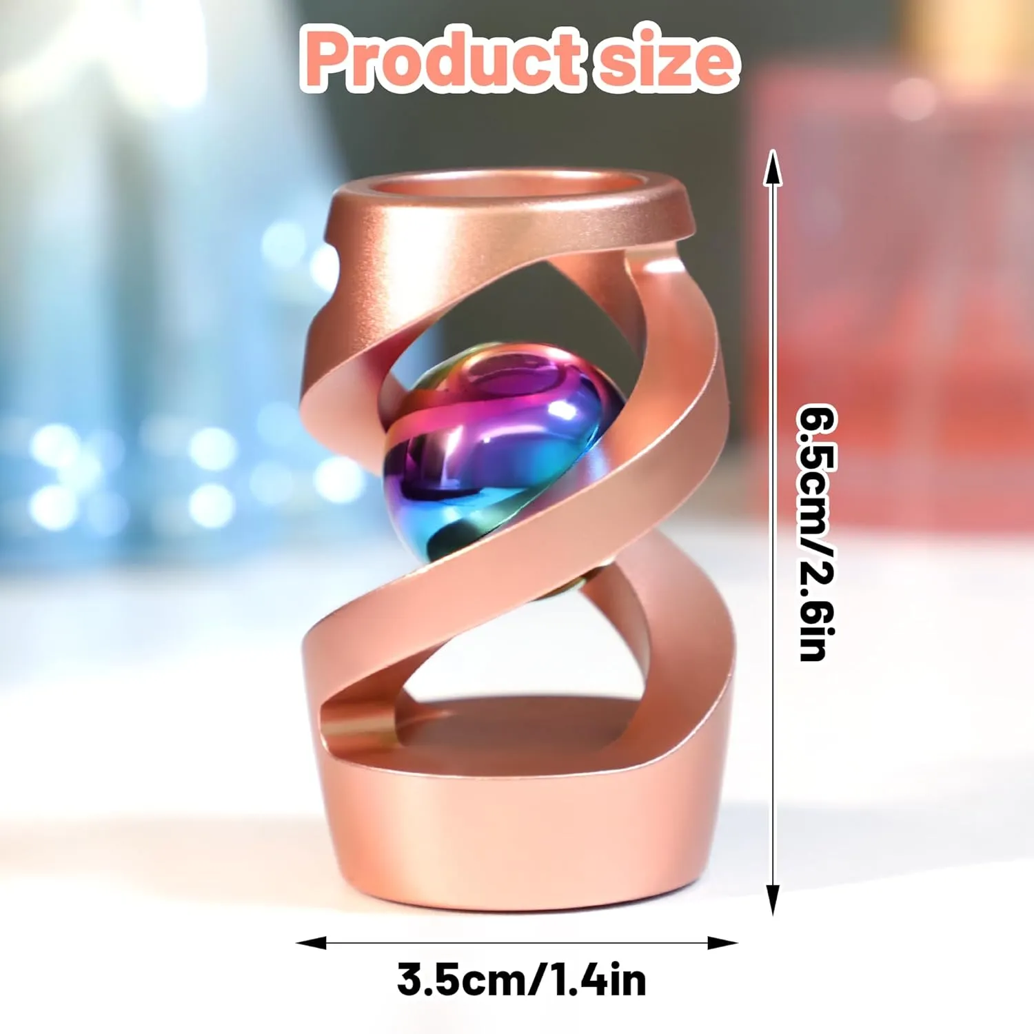 for Adults (Rose eyewitness Gold) Kinetic Spinning Desk Toy, Kinetic Ball Desk Toy, Metal Desk Fidget for Office 