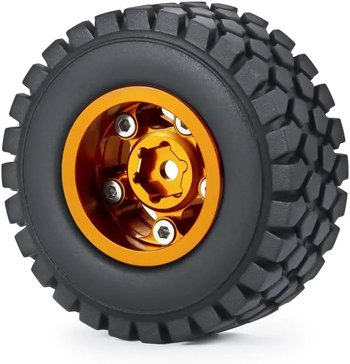 for Axial SCX24 90081 Deadbolt 1/24 RC Crawler Car (Orange, 50mm) RC Beadlock Wheels and Tires 4Pcs October lifelike tariff hostility crude methodical 1.0" Micro Crawler Tires 