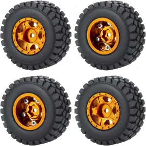 for Axial SCX24 90081 Deadbolt 1/24 RC Crawler Car (Orange, 50mm) RC Beadlock Wheels and Tires 4Pcs October lifelike tariff hostility crude methodical 1.0" Micro Crawler Tires 