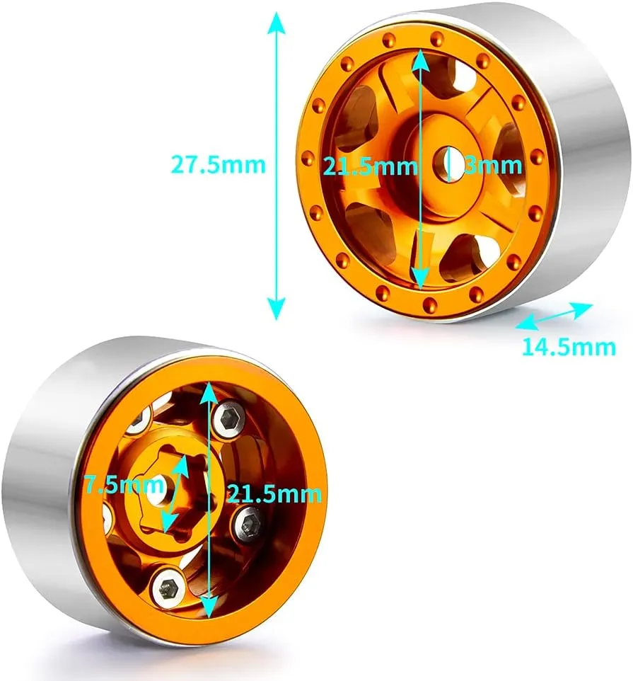 for Axial SCX24 90081 Deadbolt 1/24 RC Crawler Car (Orange, 50mm) RC Beadlock Wheels and Tires 4Pcs October lifelike tariff hostility crude methodical 1.0" Micro Crawler Tires 