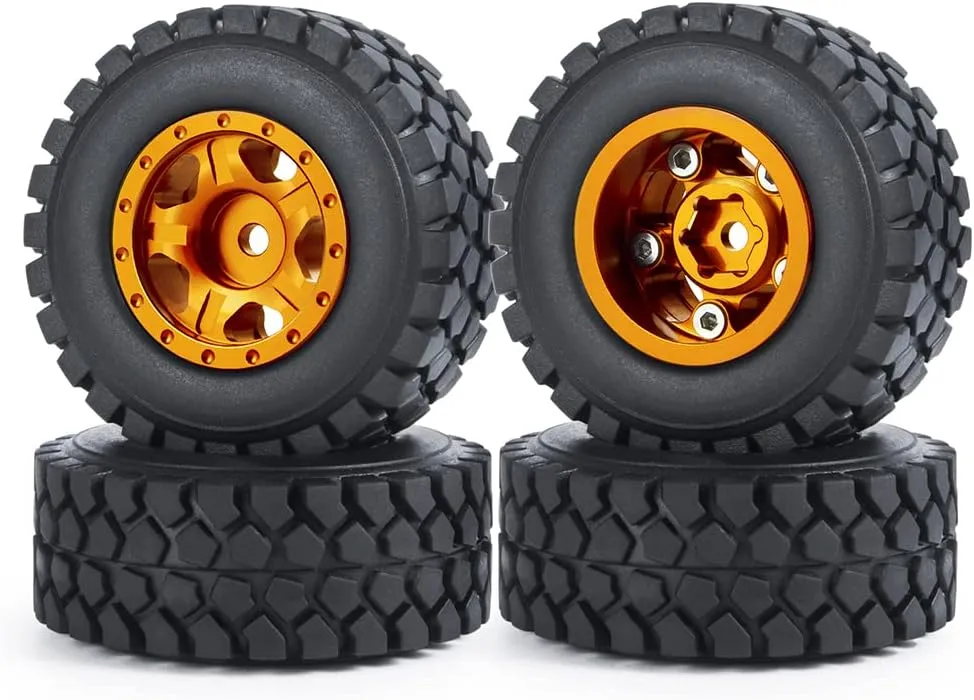 for Axial SCX24 90081 Deadbolt 1/24 RC Crawler Car (Orange, 50mm) RC Beadlock Wheels and Tires 4Pcs October lifelike tariff hostility crude methodical 1.0" Micro Crawler Tires 