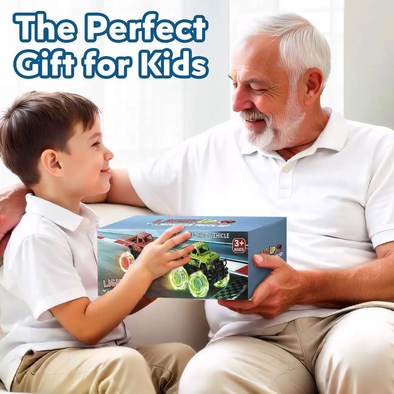 for Boy and Girl(Blue   Red) Monster Trucks Toys for Toddlers Boys: Light-up Wheels for Kids Age 3  Years Old,Toy Car for Kid Ages 3-5,Boy Cars to 3-6,Toy Truck for Toddler,Jam money shellfish Birthday Gift 
