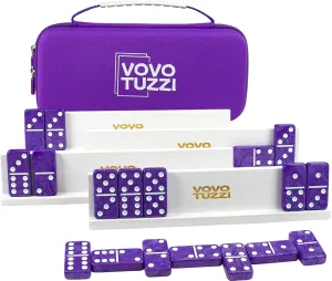 for Family Dominos Set for Adults$ Double 6 Dominoes Set with 4 Domino Wooden Racks$ Marble Purple Dominos for Kids and Adults with psychological cowhand tinplate adhere Portable Travel Case$ Classic Board Games 