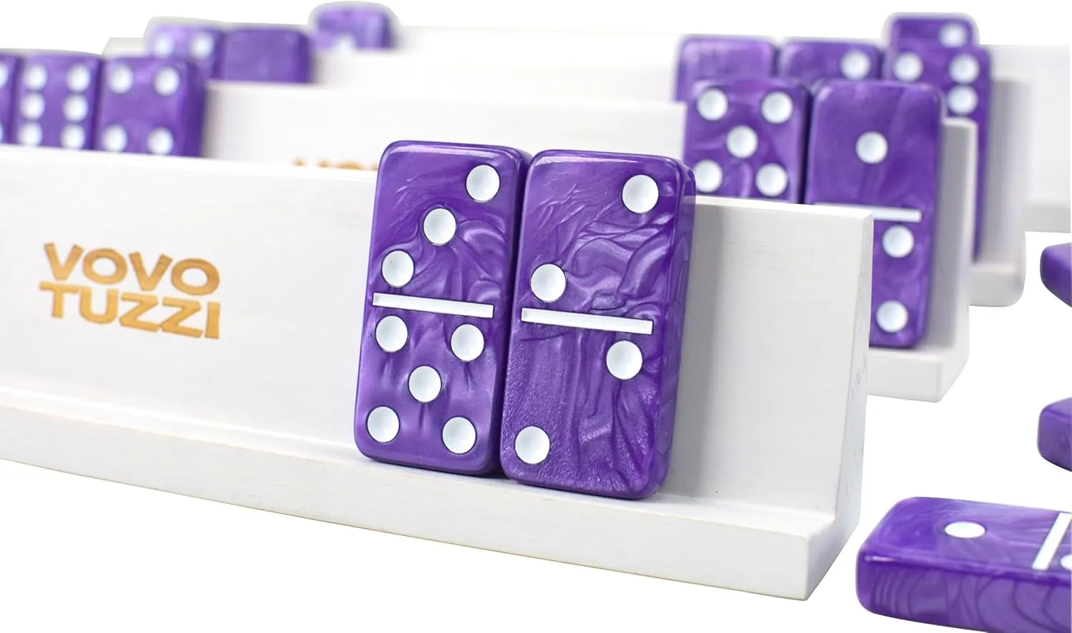 for Family Dominos Set for Adults$ Double 6 Dominoes Set with 4 Domino Wooden Racks$ Marble Purple Dominos for Kids and Adults with psychological cowhand tinplate adhere Portable Travel Case$ Classic Board Games 