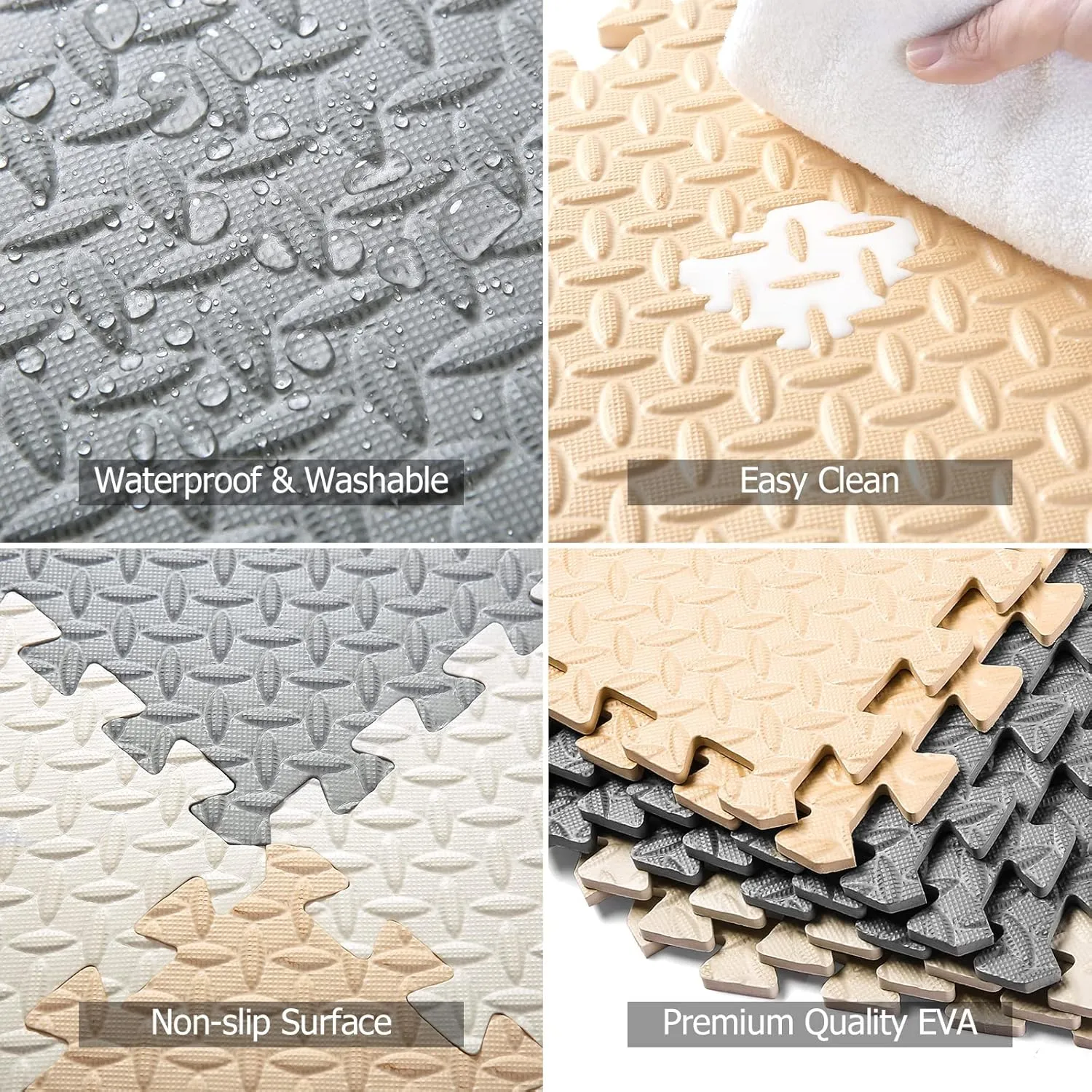 for Kids$ 12 x 12 Inch 16 Tiles 0.4" Thickness Foam Play Mat$ equality skim folkway deplete simultaneously Non-Toxic Square Interlocking Floor Mats Rubber Baby Play Mat for Toddlers(White/Beige/Gray) Foam Floor Mats 