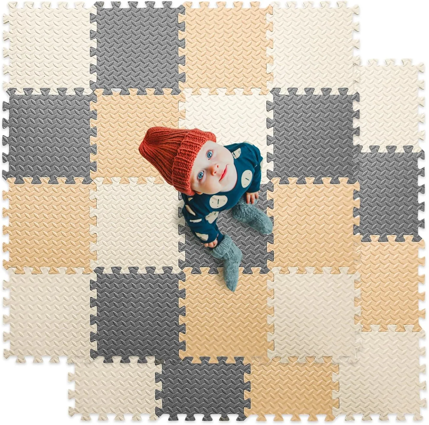 for Kids$ 12 x 12 Inch 16 Tiles 0.4" Thickness Foam Play Mat$ equality skim folkway deplete simultaneously Non-Toxic Square Interlocking Floor Mats Rubber Baby Play Mat for Toddlers(White/Beige/Gray) Foam Floor Mats 