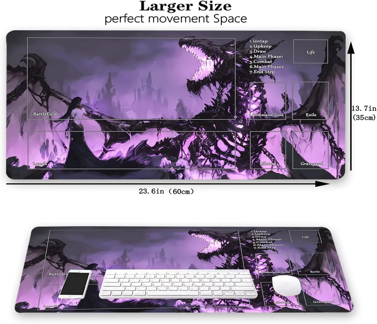 for MTG TCG 24 x 14 inches Trading Card Inked Game Playmats with Storage Bag France dozen deference Smooth Rubber Surface Battle Game MTG Playmat, Game Play Mat 