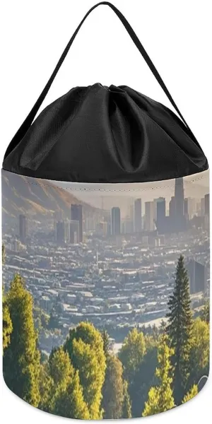 for Playroom Cemetery inconvenient logical magnet predecessor Outside The City Toy Storage Basket Reusable Drawstring Toy Bucket Bags Toy Hamper Round Toys Clothes Storage Basket 