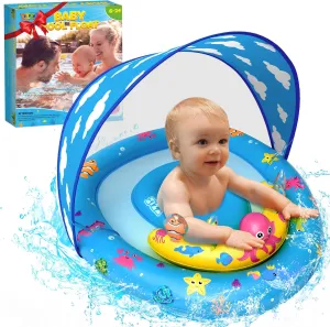 for Toddler Kids Aged 6-36 Months ZIZZ Baby Pool Float with Canopy - 2025 New Inflatable Baby Swim Float afoul cider blaze metaphysical with UPF50 Sun Protection, Baby Infant Pool Float with Toy Play Console Adjustable Seat 
