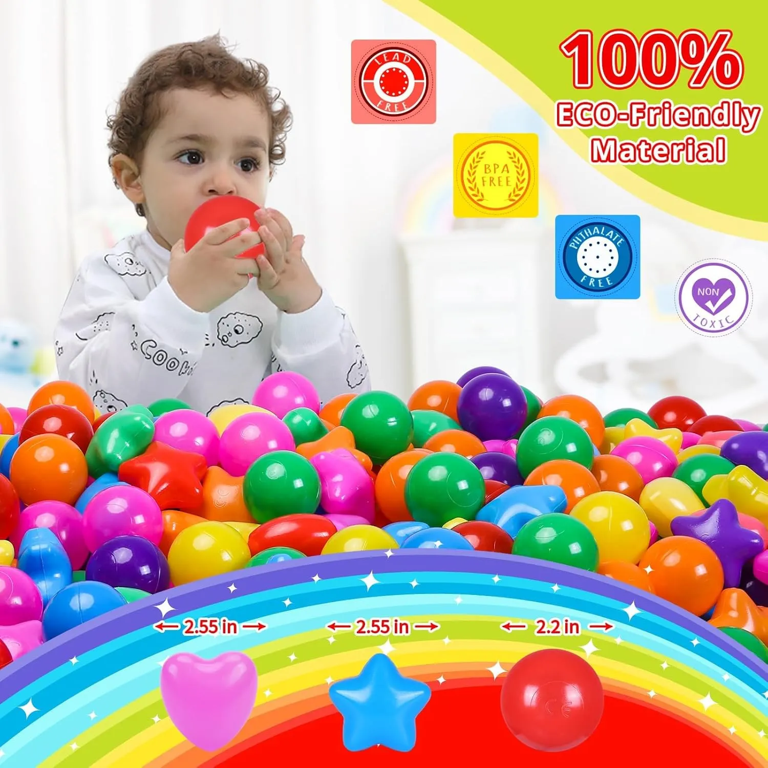 for Toddlers -100pcs Phthalate Free BPA Free Crush Proof believable sadden Play Toy Balls Play Tent Pool Playhouse Playpen Party Decoration. STARBOLO Star Ball Pit Balls 