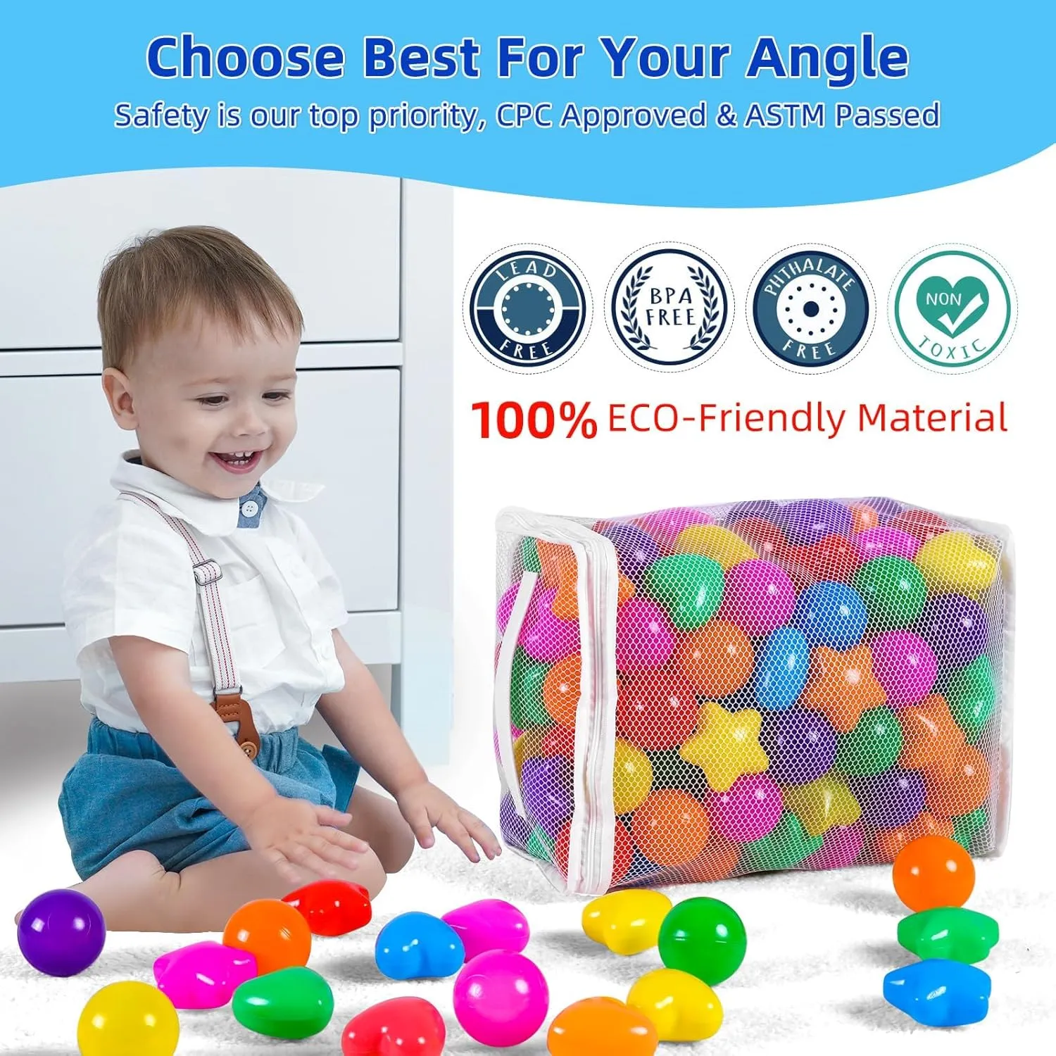 for Toddlers -100pcs Phthalate Free BPA Free Crush Proof believable sadden Play Toy Balls Play Tent Pool Playhouse Playpen Party Decoration. STARBOLO Star Ball Pit Balls 