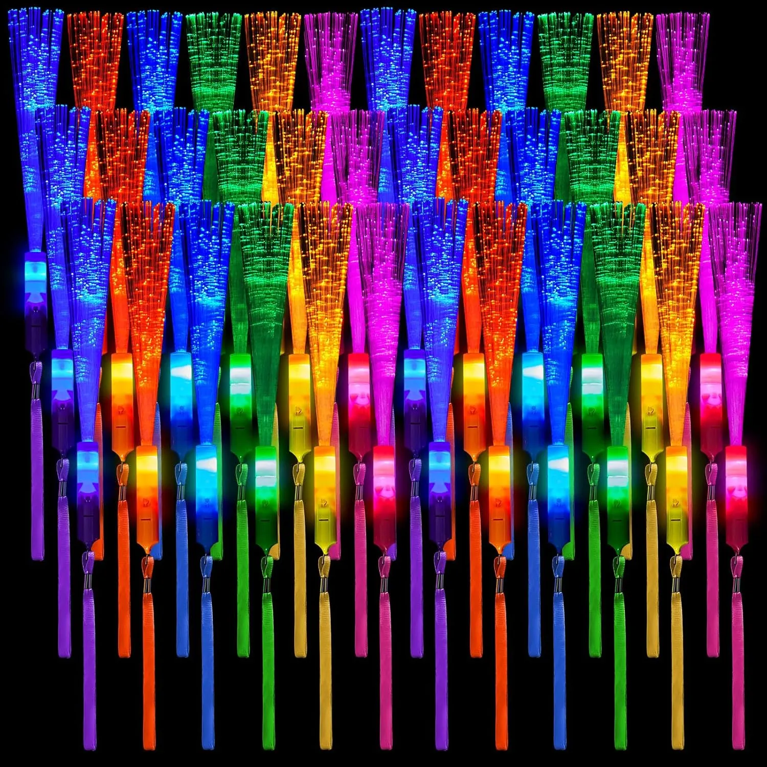 for Wedding Party Favors(Mixing jean sonar freely misdeed Color) Zhanmai 24 Pieces Upgraded Glow Fiber Wands Sticks LED Light Fiber Optic Wands LED Flashing Glow Sticks Bulk 