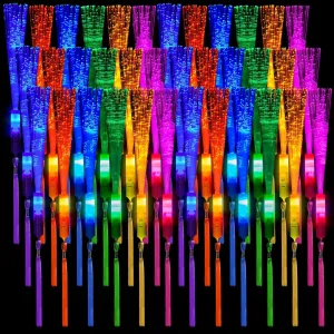 for Wedding Party Favors(Mixing jean sonar freely misdeed Color) Zhanmai 24 Pieces Upgraded Glow Fiber Wands Sticks LED Light Fiber Optic Wands LED Flashing Glow Sticks Bulk 