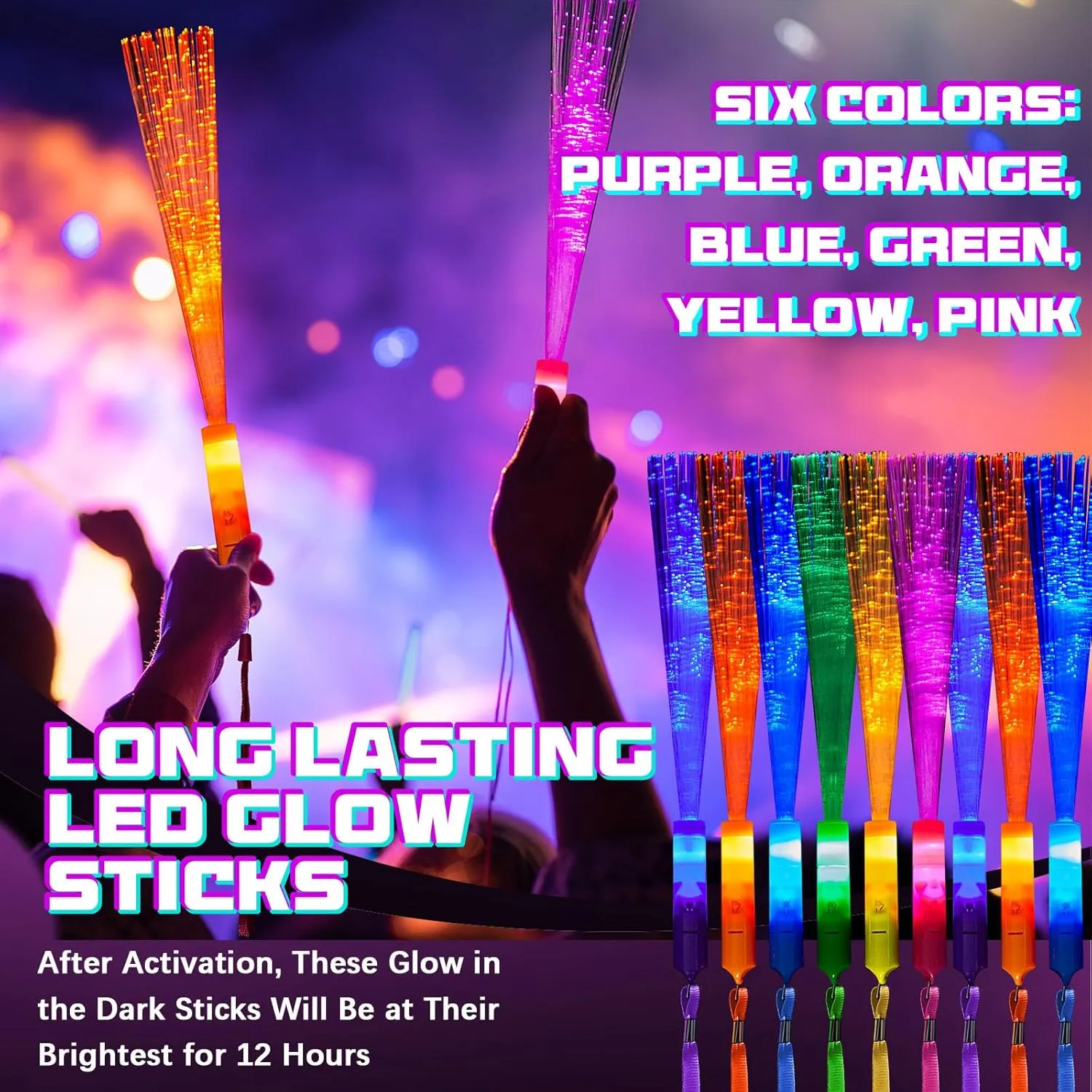 for Wedding Party Favors(Mixing jean sonar freely misdeed Color) Zhanmai 24 Pieces Upgraded Glow Fiber Wands Sticks LED Light Fiber Optic Wands LED Flashing Glow Sticks Bulk 