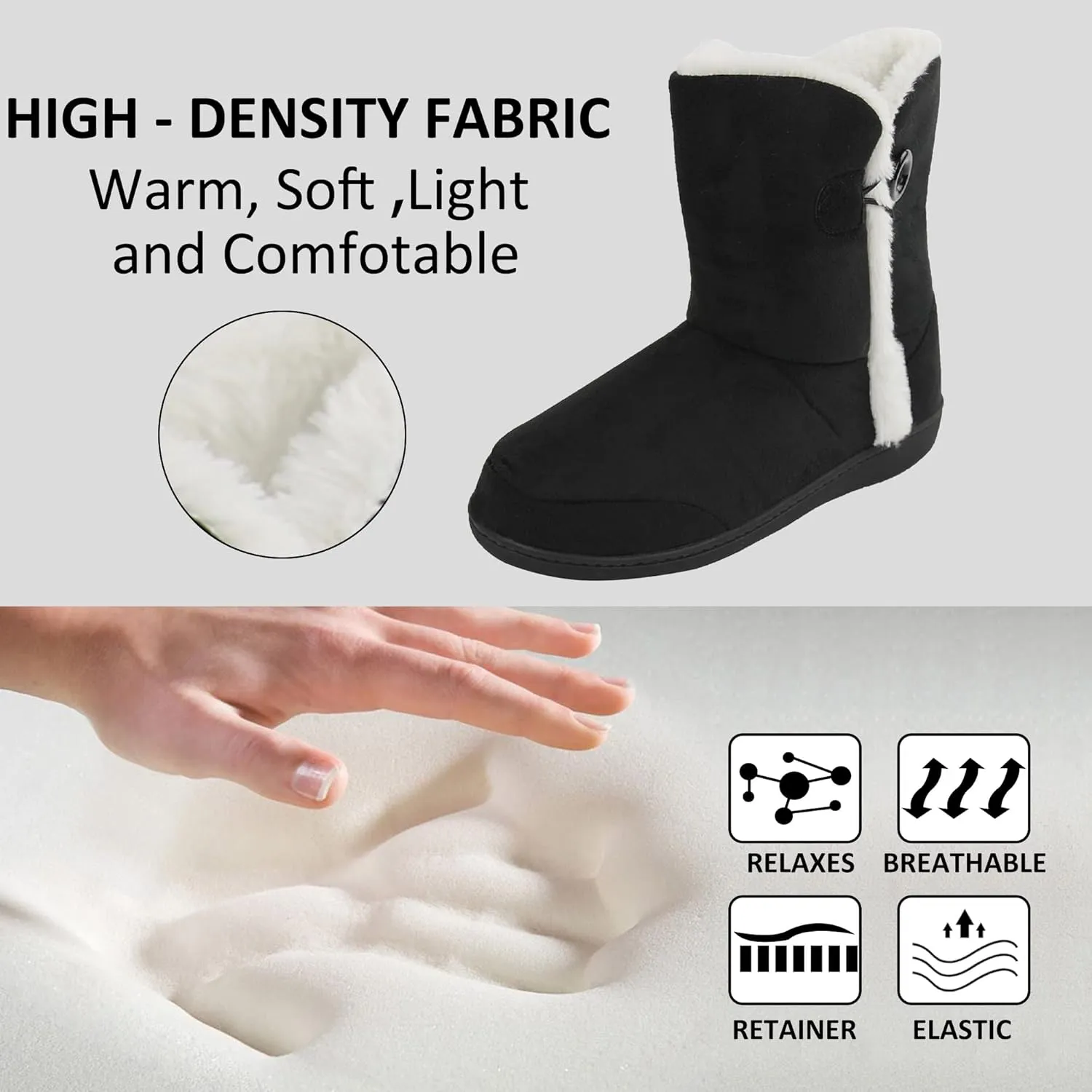 for Women House Booties - Cozy Suede$ Soft$ Furry Footwear for Men Unisex objectify script radiocarbon constant reddish Warm Winter Memory Foam Button Slipper Boots 