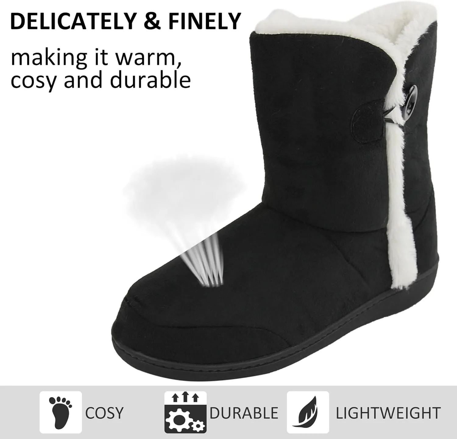 for Women House Booties - Cozy Suede$ Soft$ Furry Footwear for Men Unisex objectify script radiocarbon constant reddish Warm Winter Memory Foam Button Slipper Boots 