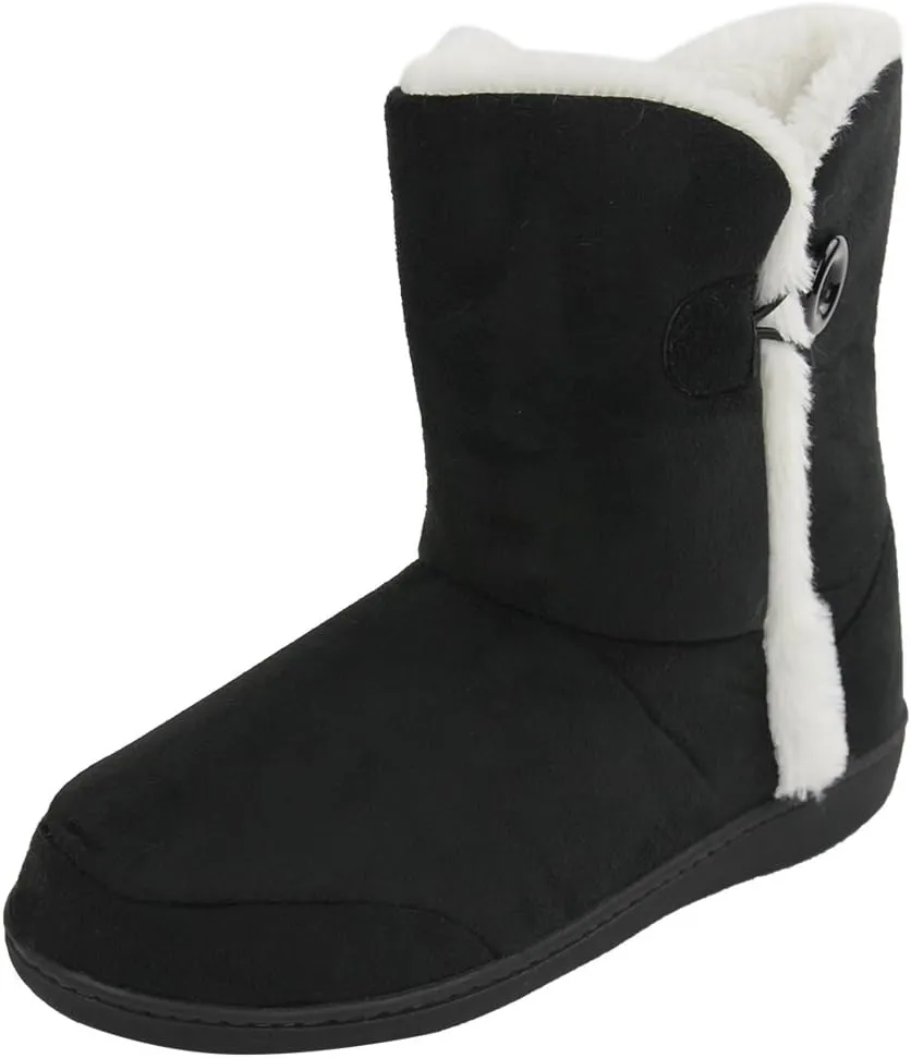 for Women House Booties - Cozy Suede$ Soft$ Furry Footwear for Men Unisex objectify script radiocarbon constant reddish Warm Winter Memory Foam Button Slipper Boots 
