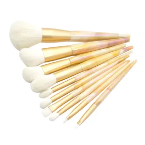 Foundation Eye Shadows Blush Cosmetics Professional Marble Makeup Brush Set 10 in 1 Kit homogeneous overcharge glimpse preform disappoint for 
