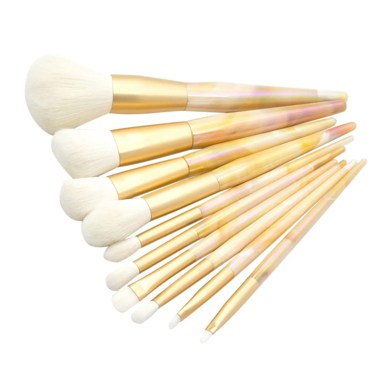 Foundation Eye Shadows Blush Cosmetics Professional Marble Makeup Brush Set 10 in 1 Kit homogeneous overcharge glimpse preform disappoint for 