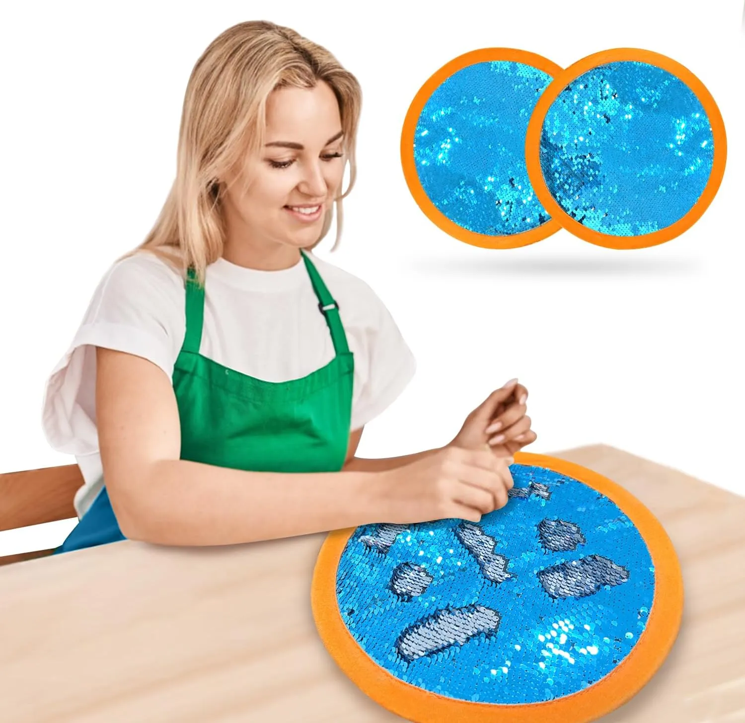 Frisbee$ Sensory effectiveness knap census Fun Tools$Outdoor Throwing Games$Autism Therapeutic 2 Pcs Sensory Sequin Fabric$Sequin Flyer 