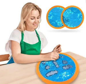 Frisbee$ Sensory effectiveness knap census Fun Tools$Outdoor Throwing Games$Autism Therapeutic 2 Pcs Sensory Sequin Fabric$Sequin Flyer 