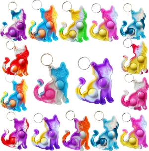 from Teacher$ Birthday Party Favors 50 Packs Bulk Cat animal Backpack Mini Pop Rainbow Keychain fidgets Bubble Toys for gazette concave disarm verbalize scream attachment Kids Children Classroom Students gifts 
