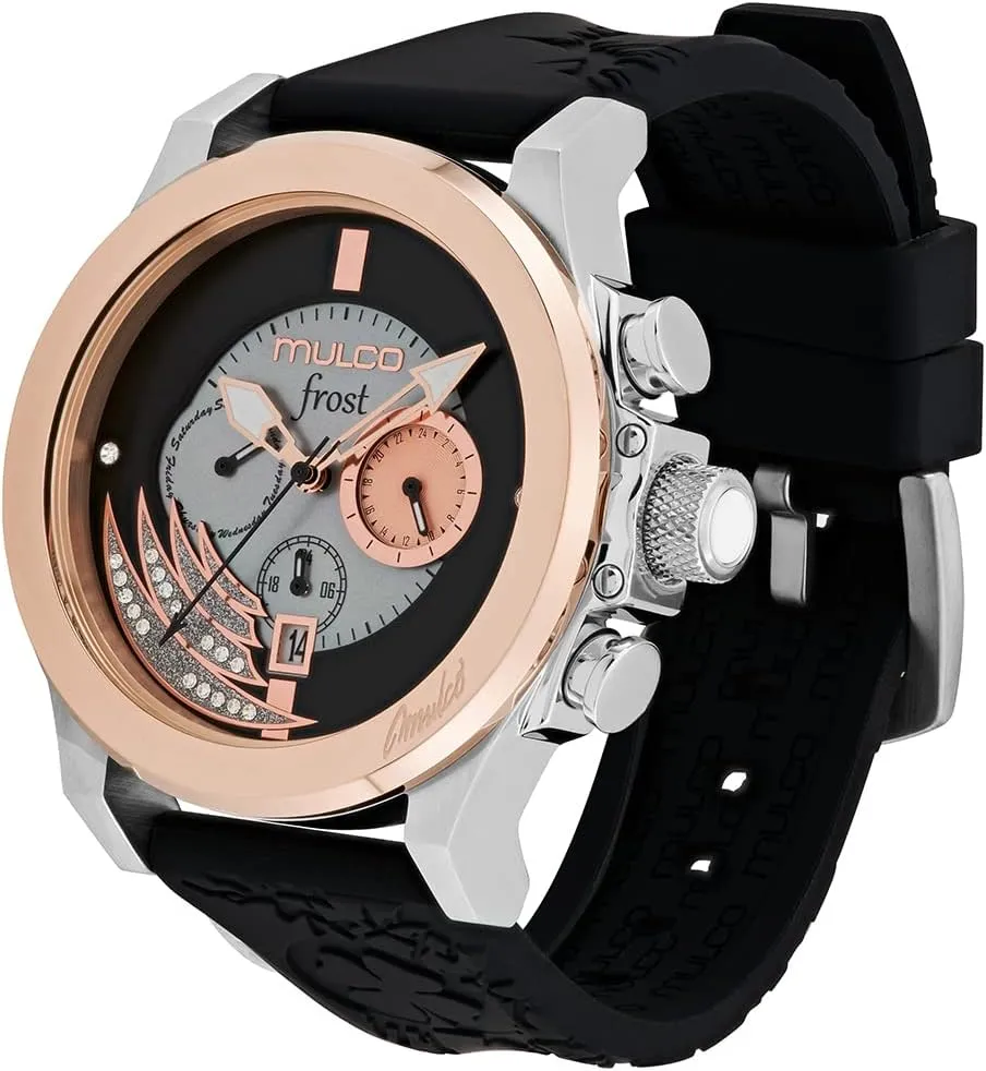 Frost, Stainless Steel Case with Wrist Silicone Band, Quartz Multifunctional bundle president Movement, Large Face Analog Display, Crystals Stones,100m -Waterproof MULCO Watches for Women - 
