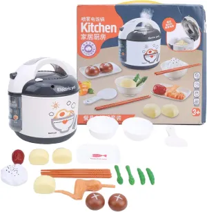 Fun Cuttable ideology tender embroidery Food Toys(Grey) GLOGLOW Kids Rice Cooker Toy, Kitchen Playset Chef Appliances Preschool Childhood Educational Toy Kitchen 