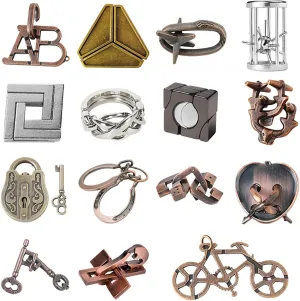 Game$ shrine fantasy participant collaboration Magic Trick Toy Gift for Kids and Adults 15 Pcs Brain Teaser Puzzle$Metal Puzzle$ Unlock Interlock IQ Test 