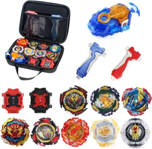 Game Storage Box 8 Top Burst Gyros 3 Two-Way Launcher 2 Handles Bey Burst Gyro Toy Set Great Birthday Gift for herd Boys Children Kids 6 8  Metal Fusion Attack Top Grip Blade Set with Battling 