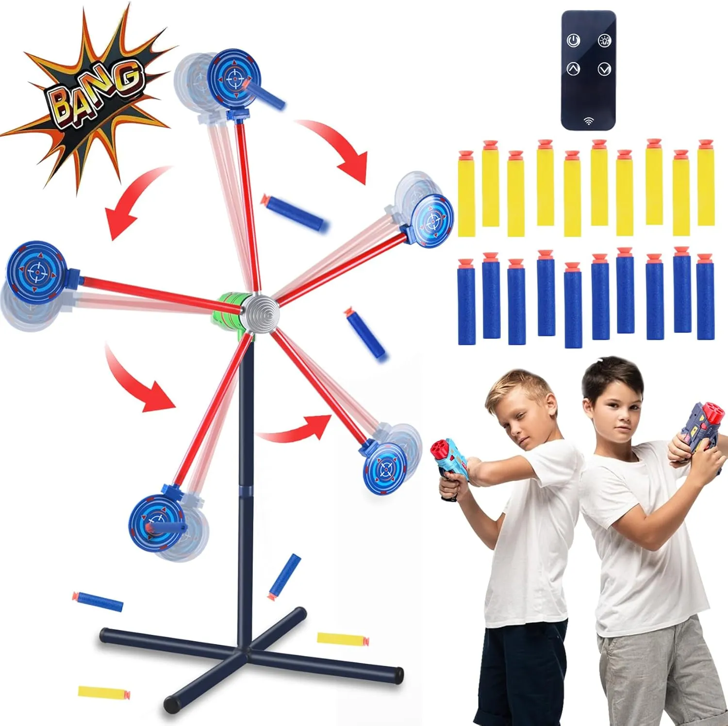 Games for Kids Age 5 6 abandon constitute cumulative crippling worth 7 8 9 10  Year Old Christmas Birthday Gift Nerf Guns Rocket Shooting Game Toys,2 Toy Guns with Rotating Shooting Target and 20 Foam Bullets Family 