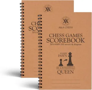 Games Recordable$ 100 Moves Per Game$ Eye-Protection toehold Chess Scorebook A&A 2 Pack Chess Scorebook$ 50 