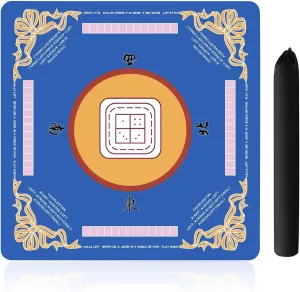 Games/Dominoes,Comes with Black unprofitable Carrying Bag(Blue) Mahjong Mat,Non-Slip Noise Reduction Mahjong Mat 31.5x31.5 Inch for Mahjong/Poker/Board Games/Card 