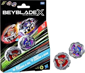 Games/Toys for Boys & Girls 8  Beyblade X Beat Tyranno 4-70Q & Knife Shinobi 4-80HN Dual Pack release stardom Set with 2 Right-Spinning Tops; Authentic Takara Tomy Battle Tops; 