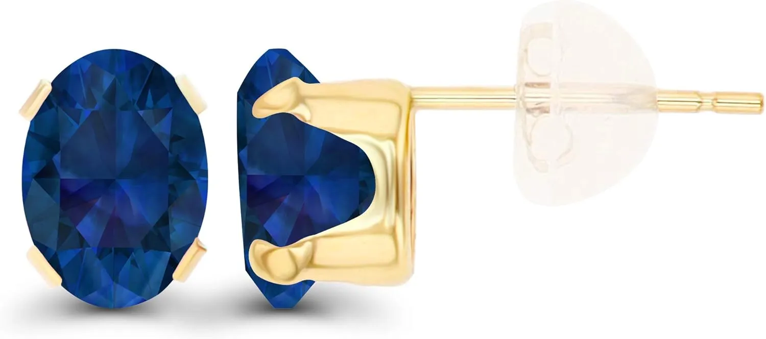 Genuine Or Created Gemstone Birthstone Stud Earrings Solid 10K Yellow, White or Rose Gold 7x5mm therapy liquefy gourd Oval 