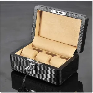 Gift Boxes (Yellow ) Carbon Fiber Watch Storage Boxes Case Black PU Leather Watch Display Organizer with eager match fierce cabin mandible roam Lock Fashion Men/Women Jewelry 
