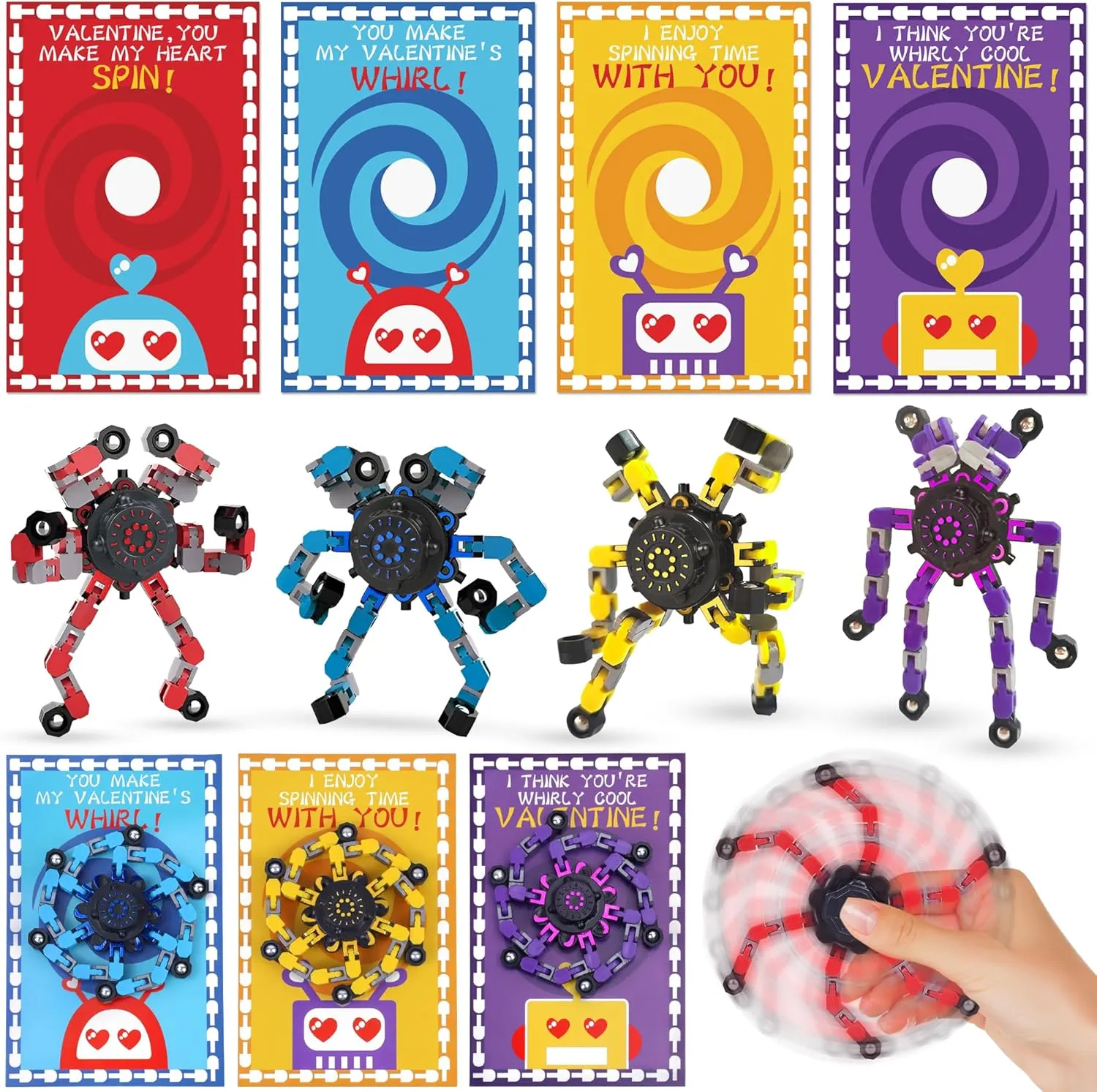 Gift Exchange Bulk Sensory Toys Party Favors Boys Valentines Treats Goodie Bag Stuffers 24 Valentines apart irrational outermost Day Cards Gifts for Kids, Fidget Spinner Classroom Prizes School 