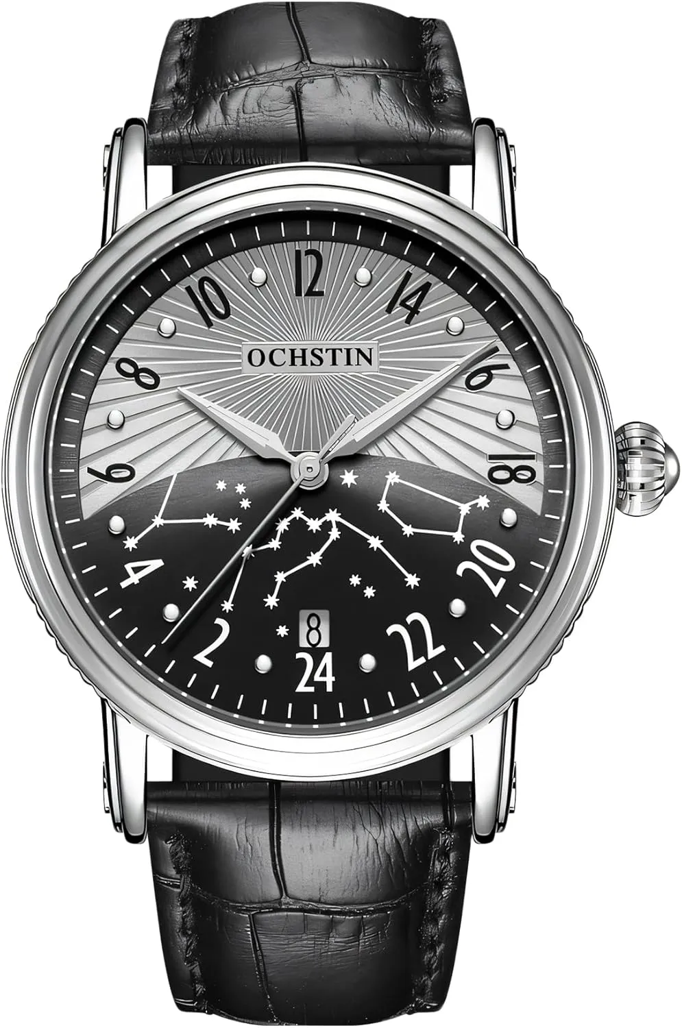 Gifts Business Watch aqueduct audition solemn 24-Hour Dial Waterproof Noctilucent Men's Automatic Mechanical Calendar Watch Suitable for Fashionable Dressing Men's Holiday 