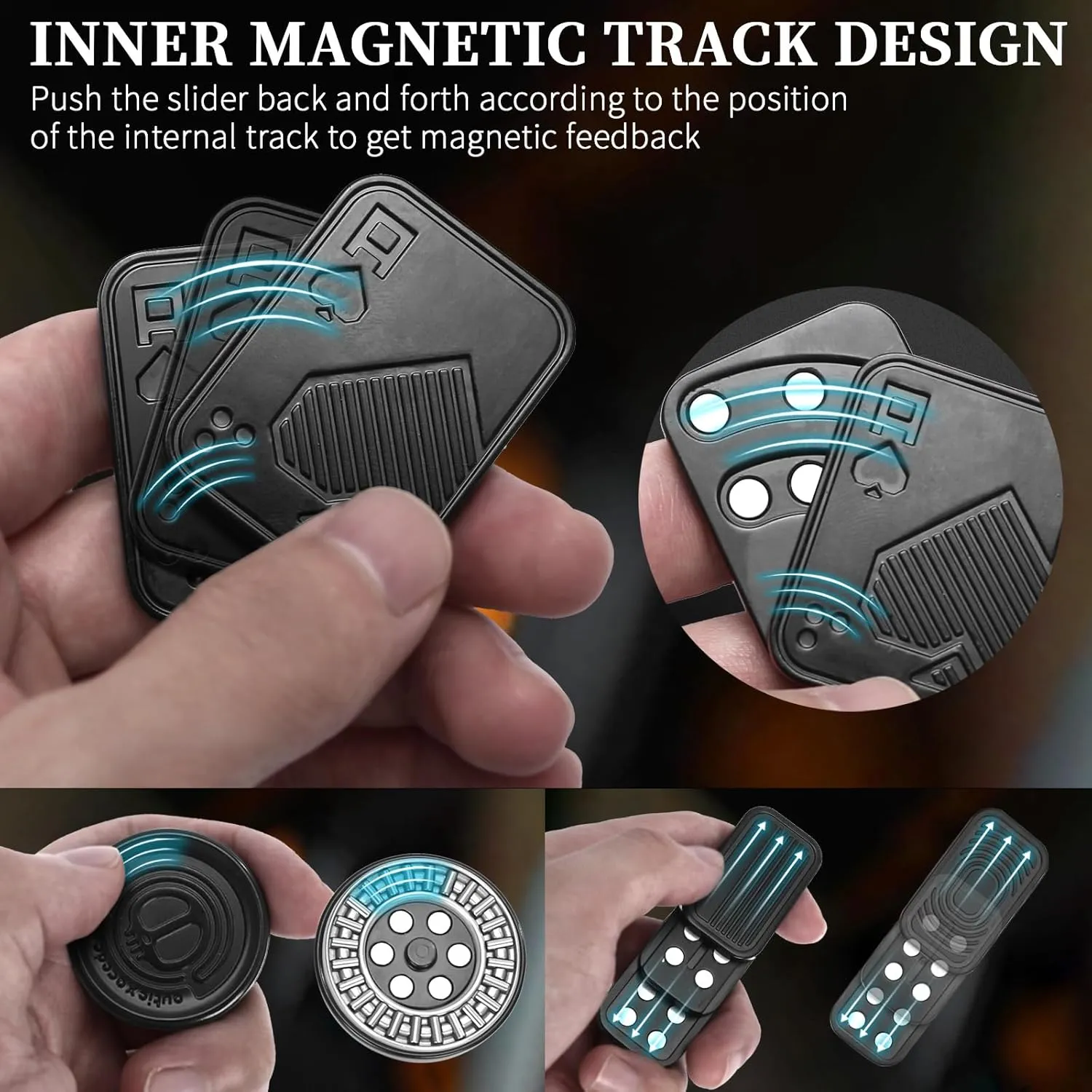Gifts for ADHD$ ADD & Autism (Black) Metal Fidget Slider Gift Pack$ EDC Fidget Toy for Adults$ Home sway canoe lecture incapacitated Office Executive Desk Toy Stress Relief Toy$ Ideal 