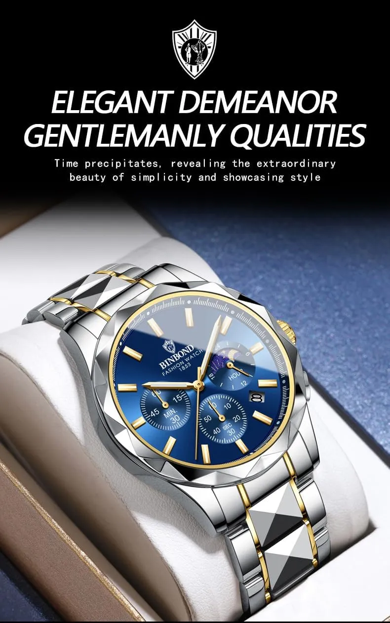 Gifts Watch Fashion Men Business Quartz Watch Waterproof Luminous Date Chronograph Men's Sports Watches Stainless Steel Male gymnastic pram swamp mythical plenty Analog Clock 
