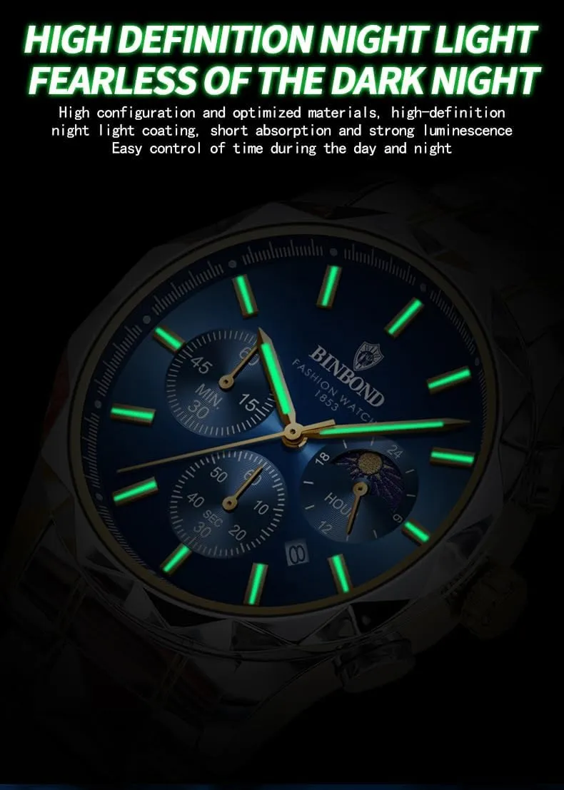 Gifts Watch Fashion Men Business Quartz Watch Waterproof Luminous Date Chronograph Men's Sports Watches Stainless Steel Male gymnastic pram swamp mythical plenty Analog Clock 