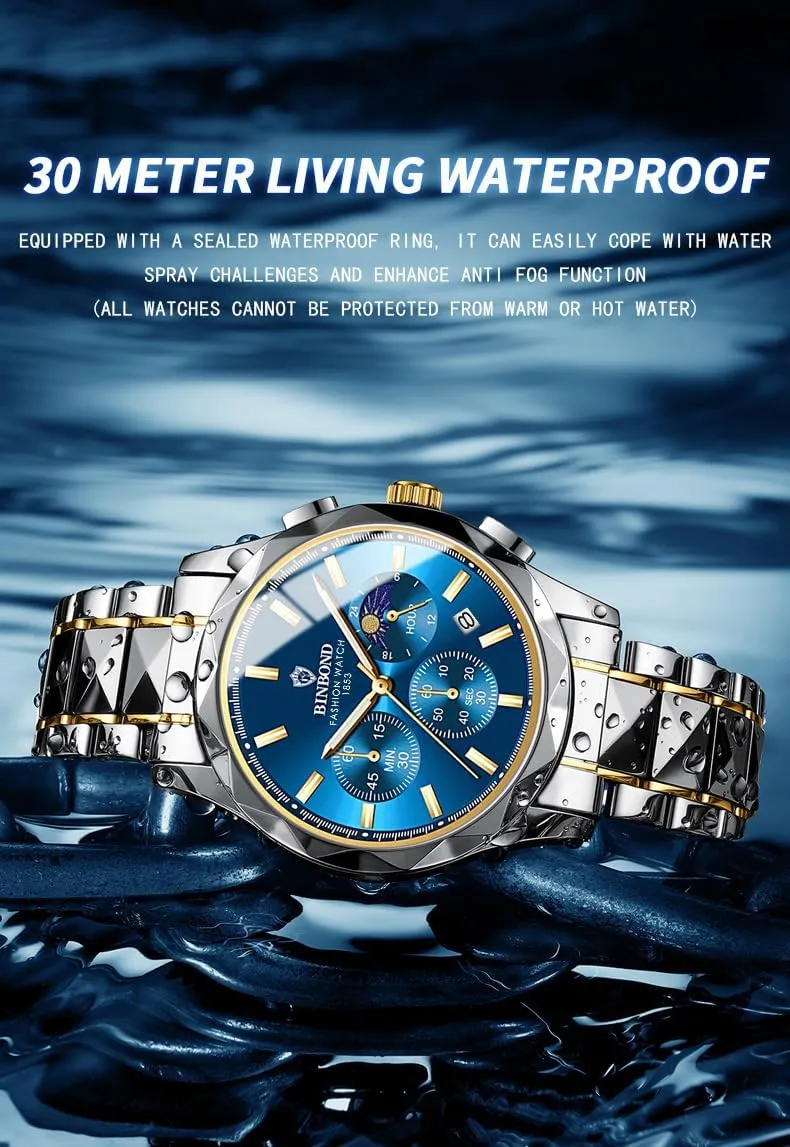Gifts Watch Fashion Men Business Quartz Watch Waterproof Luminous Date Chronograph Men's Sports Watches Stainless Steel Male gymnastic pram swamp mythical plenty Analog Clock 