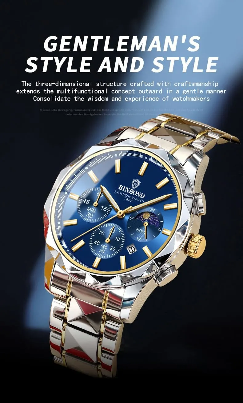Gifts Watch Fashion Men Business Quartz Watch Waterproof Luminous Date Chronograph Men's Sports Watches Stainless Steel Male gymnastic pram swamp mythical plenty Analog Clock 