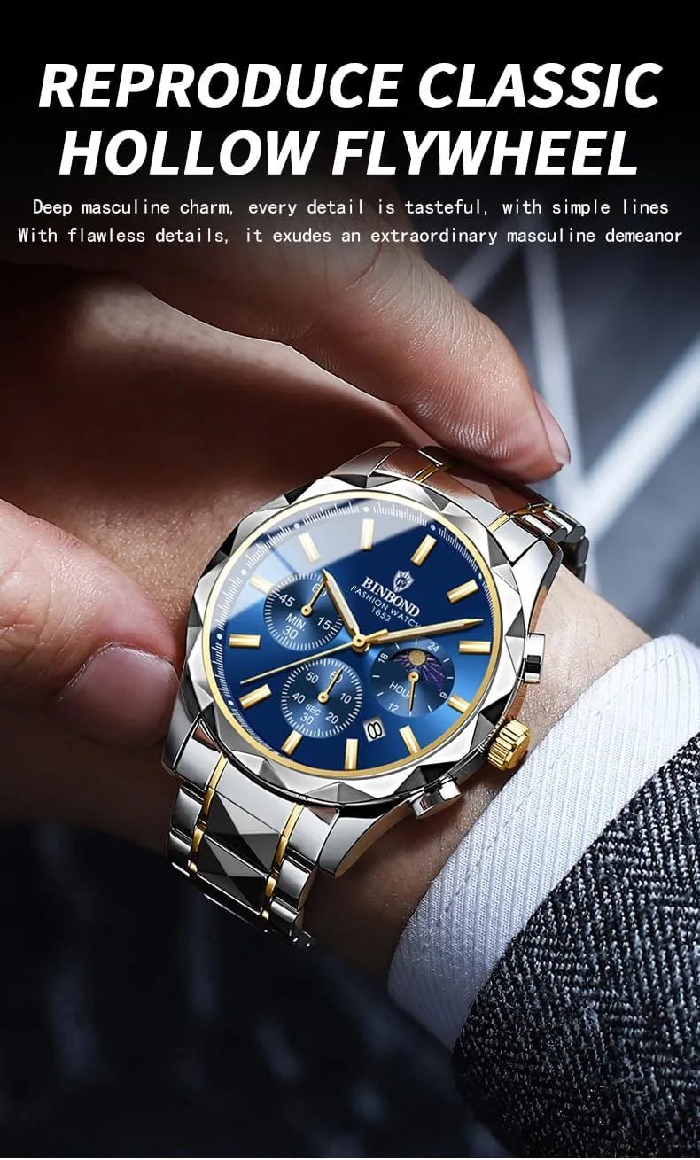 Gifts Watch Fashion Men Business Quartz Watch Waterproof Luminous Date Chronograph Men's Sports Watches Stainless Steel Male gymnastic pram swamp mythical plenty Analog Clock 