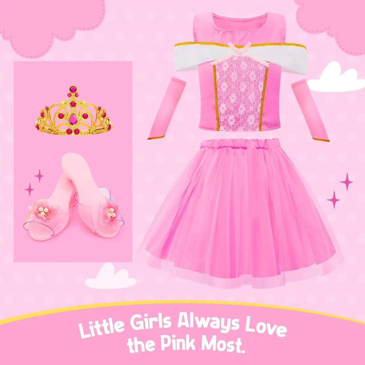 Girls Age 3-8 Year Old Meland Princess Dress Up - Dress Up Clothes for Girls with Princess Toys$ imaginative lease Christmas Birthday Gift for 
