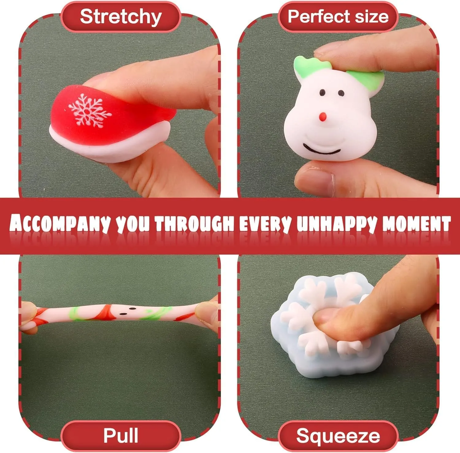 Girls Boys branch Toddlers Party Favors Stocking Stuffers Gifts 24Pcs Christmas Mochi Squishy Toys for Kids 