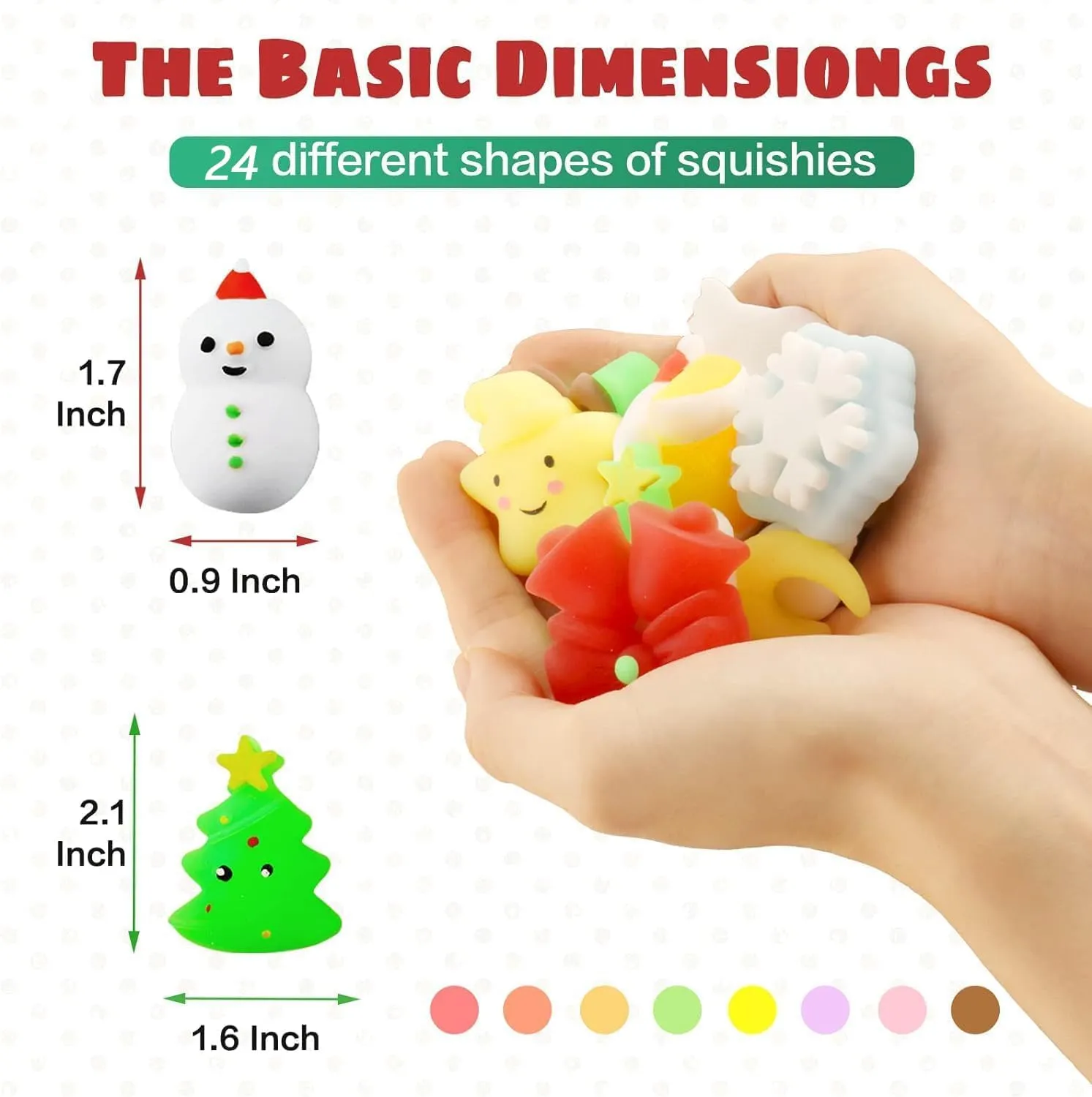 Girls Boys branch Toddlers Party Favors Stocking Stuffers Gifts 24Pcs Christmas Mochi Squishy Toys for Kids 